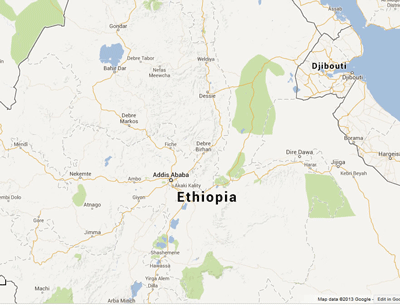 Detailkarte um Addis Abbeba